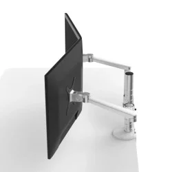 Gamvity Dual Monitor Desk Mount Stand &ndash; Adjustable Office LCD Support for 27"&ndash;32" Displays _ Silver